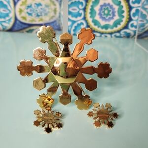 Monet Gold Snowflake Brooch Pendant and Clip On Earrings Set